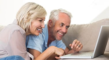 Couple filling out online form